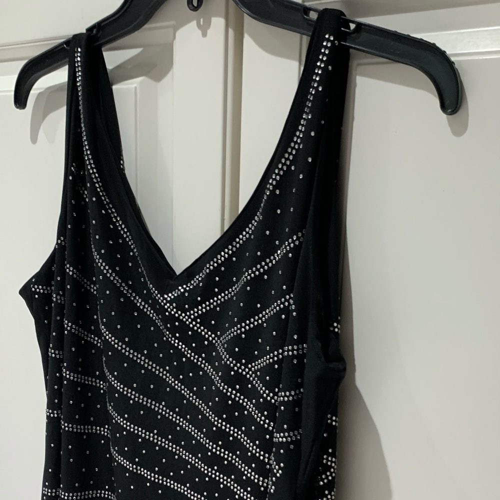 Stretch evening dress with bling .